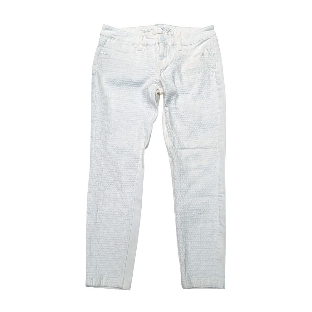 The Limited Denim Skinny Fit White Textured Ankle Jeans Womens Size 26
